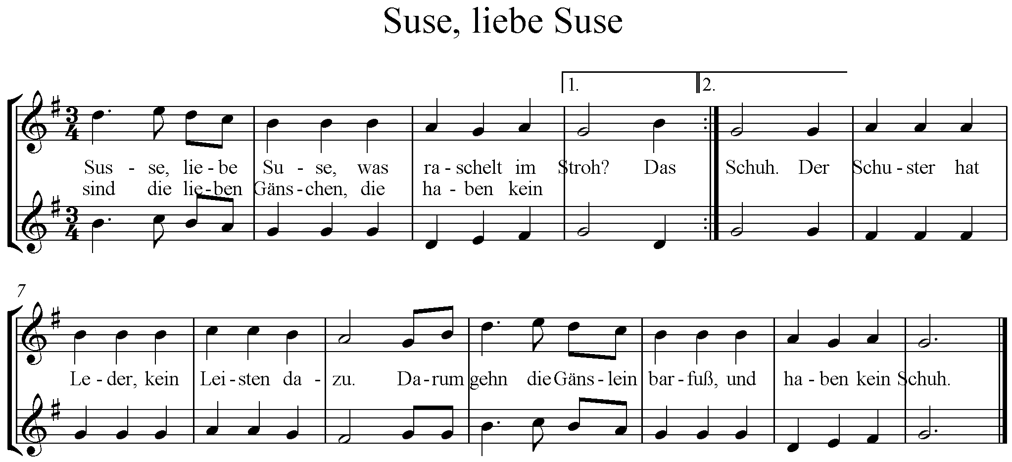 noten suse liebe suse